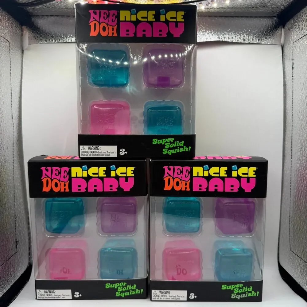 Schylling - NeeDoh Nice Ice Baby *3 Boxes* 4 Cubes Per Box. New Viral Squish Toy